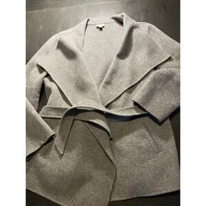 J Jill Women Gray Wool Blend Shawl Collar Wrap Coat‎ Size L